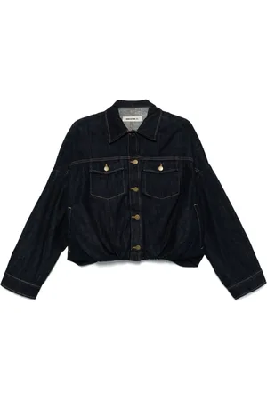 SEMICOUTURE Denim Jackets, female, , XS, Buttoned Coat with Elasticated Waistband