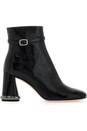 Roger Vivier Heeled Boots, female, , 4 UK, Crinkled Patent Leather Ankle Boots with Viv