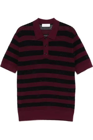 DRIES VAN NOTEN Polo Shirts, male, , XL, Striped Polo Shirt Short Sleeve