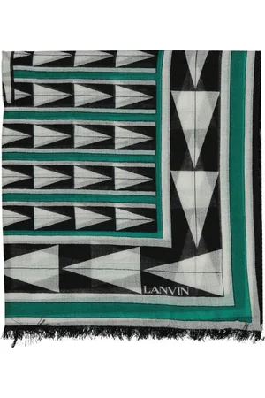 Lanvin Winter Scarves, unisex, , ONE SIZE, Wool Scarf Fringe Logo Detail Italy