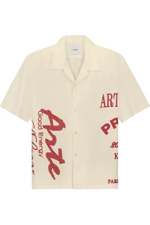 Arte Antwerp Short Sleeve Shirts, male, , S, Cotton Red Print Shirt