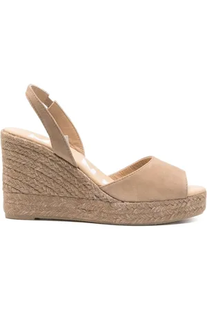 MANEBI Grey Flat Slingback Wedge Shoes