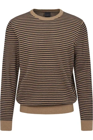 Bugatti Round-neck Knitwear, male, , L, Striped Cotton Jumper with Round Neck