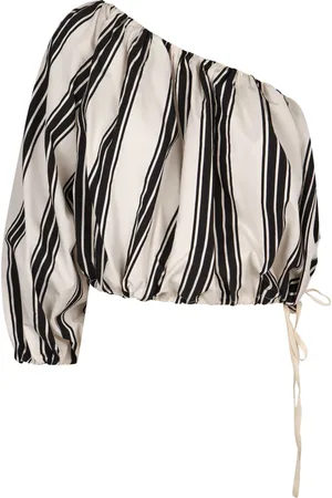 Serafini Striped One-Shoulder Top
