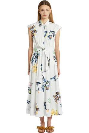 MARELLA Shirt Dresses, female, , XL, White Summer Dress with Belt