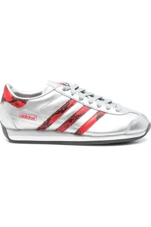adidas Grey Leather Trainers with Snakeskin Detail