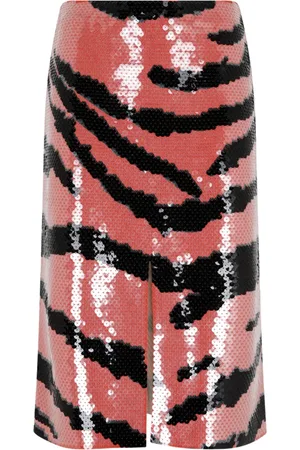 Bottega Veneta Viscose Sequin-Embroidered Tiger-Print Skirt