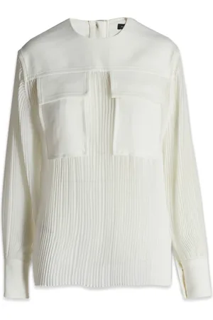 Proenza Schouler Blouses, female, , S, Sheer Pleated Long-Sleeved Blouse