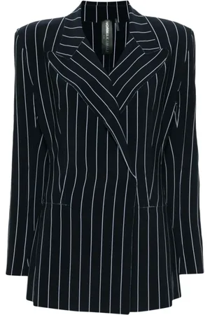 Norma Kamali Blazers, female, , L, Pinstripe Double-Breasted Jacket