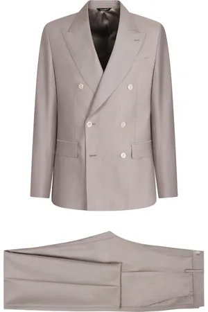 Dolce & Gabbana Double Breasted Suits, male, , L, Wool Suit with Silk Jacket