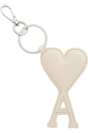 Ami Keyrings, female, , ONE SIZE, White Leather Key Ring with Clip