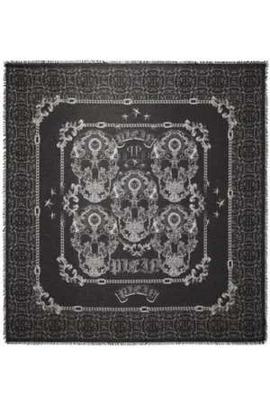 Philipp Plein Silky Scarves, unisex, , ONE SIZE, Scialle Nero Silky Scarf