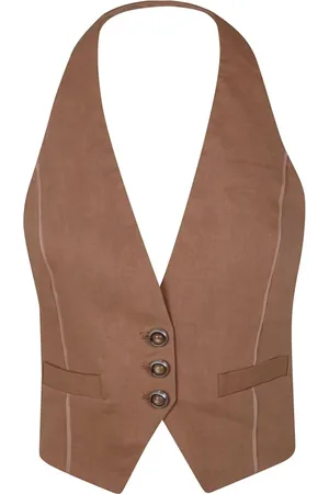 Pinko Vests, female, , S, Elegant Marrone Knitwear