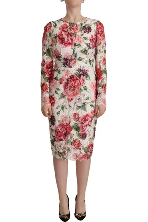 Dolce & Gabbana Elegant Sheath Lace Floral Midi Dress