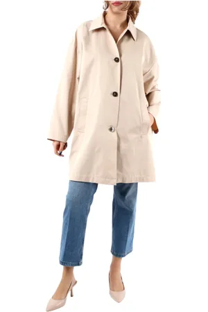 MARELLA Single-Breasted Coats, female, , M, Timeless White Raincoat Oversize Style