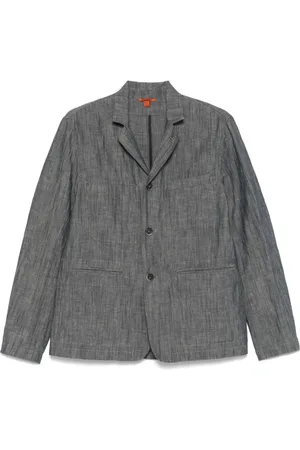 BARENA Blazers, male, , L, Grey Linen Cotton Blazer Jacket
