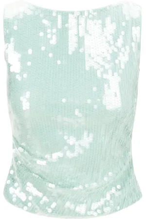 Staud Sleeveless Tops, female, , M, Sequined Eton Top