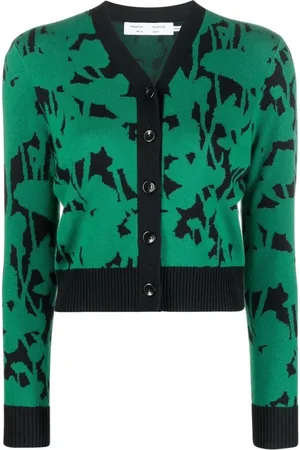 Proenza Schouler Cardigans, female, , XL, Floral Knit Cardigan