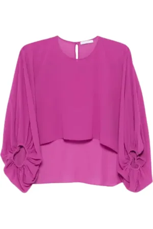 Patrizia Pepe Balloon Sleeve Crop Shirt