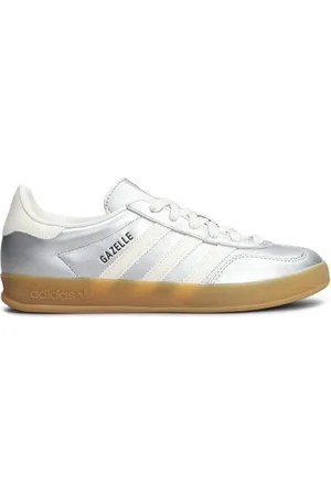 adidas Silver Gazelle Trainers with White Details