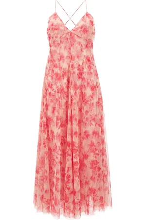 Serafini Floral Print Tulle Dress