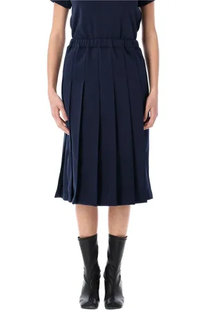 Comme des Garçons Midi Skirts, female, , S, Navy Pleated Midi Skirt