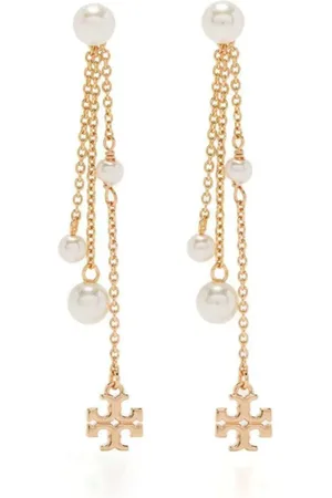 Tory Burch Earrings, female, , ONE SIZE, Golden Teardrop Chain Earrings