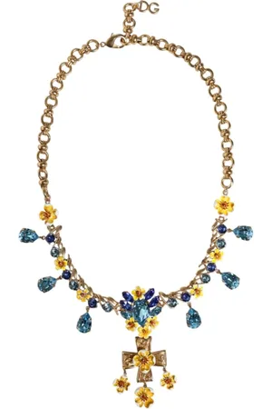 Dolce & Gabbana Crystal Cross Pendant Chain Necklace