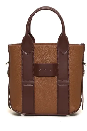 Hogan Leather Script Small Shopping Bag