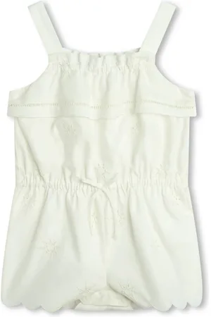 Chloé Cotton Romper with Lace Details