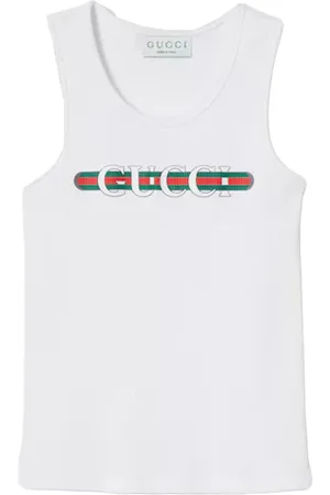 Gucci Sleeveless Tops, female, , 8 Y, Ribbed Tank Top with Web Print