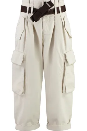 Pinko Cropped Cargo Trousers with Pockets and Belt