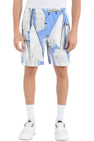 Msgm Casual Shorts, male, , M, Cotton Poplin Bermuda Shorts with Sale Race Print