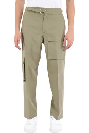 COSTUMEIN Straight Trousers, male, , L, Cargo Cotton Trousers with Button Closure