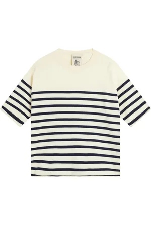 SEMICOUTURE Round-neck Knitwear, female, , L, Striped Cotton T-shirt Ombeline