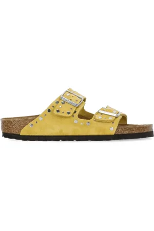 Birkenstock Sliders, female, , 4 UK, Leather Double Belt Sandals Narrow