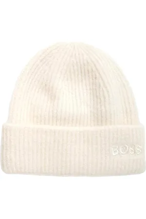 HUGO BOSS Beanies, unisex, , ONE SIZE, Ivory Wool Logo Beret