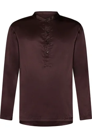 Tom Ford Long Sleeve Tops, male, , L, Silk Henley Top