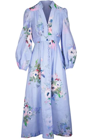 ZIMMERMANN Maxi Dresses, female, , M, Linen V-Neck Dress