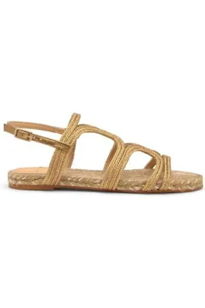 Castaner Flat Sandals, female, , 8 UK, Handcrafted Metallic Woven Flat Sandal