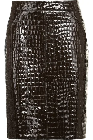 Tom Ford Leather Skirts, female, , XS, Crocodile Print Leather Skirt