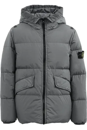 Stone Island Winterjackets, unisex, , 2 Y, Giubbotto Vera Piuma Grijs Winter Jacket