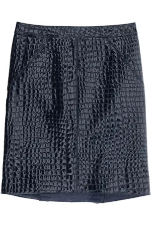 Tom Ford Short Skirts, female, , XS, Crocodile Effect Leather Skirt