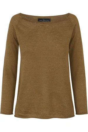 Cortana Round-neck Knitwear, female, , L, Rinen, jersey and linen stitch mustard