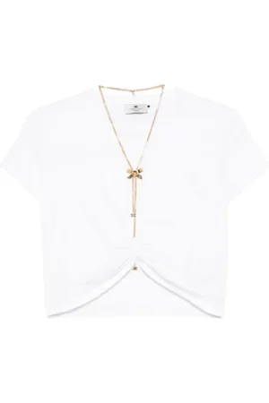 Elisabetta Franchi T-Shirts, female, , M, Short-sleeved cotton jersey T-shirt with necklace