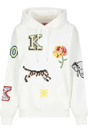 Kenzo Hoodies, female, , M, Cotton Hoodie with Pixel Embroideries