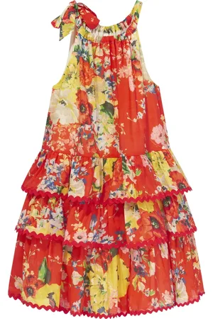 ZIMMERMANN Dresses, female, , 2 Y, Tiered Halter Dress with Floral Print