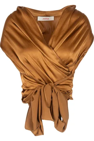 Jucca Blouses, female, , M, Silk V-Neck Top with Front Cross