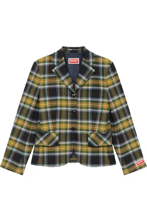 Kenzo Blazers, female, , XS, Checkered Blazer with Button Closure