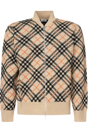 Burberry Check Jacquard Bomber Jacket Sand